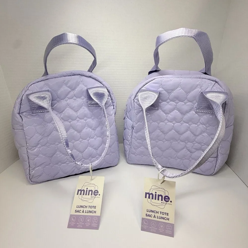 Mine By MyTagalongs Purple Heart Quilted Lunch Tote Lot Of 2 Nordstrom Bags New